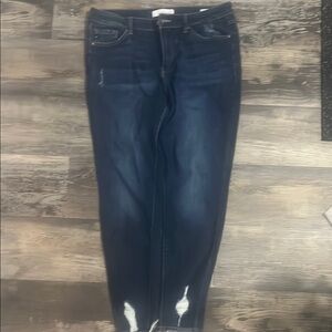 Dark Blue Distressed Jeans